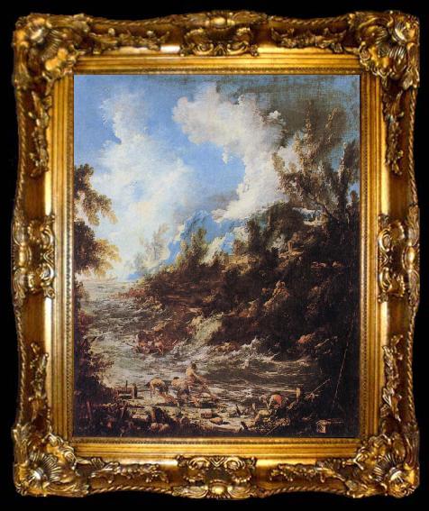 framed  MAGNASCO, Alessandro Seascape with Fishermen and Bathers, ta009-2